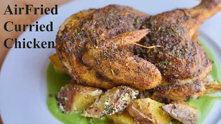 AirFried Curry Chicken, Warm Potato Salad, & English Pea Puree