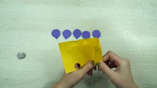 Simple collage techniques for a five-petaled flower, a pair of gloves, and a multi-tiered flower.