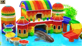 Satisfying Video - How To Build Castle Catfish Eel House From Magnetic Balls ASMR 4K
