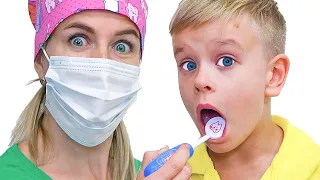 Dentist pretends to play | healthy habits |  Dima Family Show