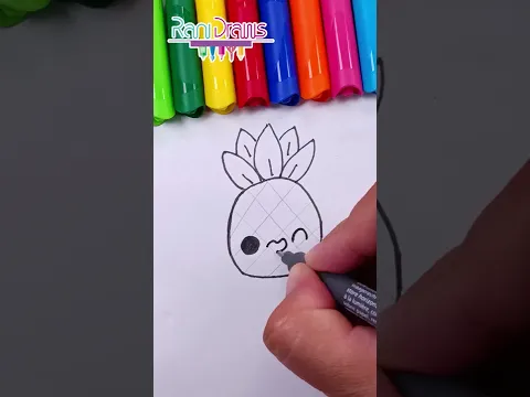 Cómo dibujar una PIÑA kawaii en segundos  - ideas de dibujos fáciles y rápidos
