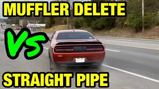Dodge Challenger R/T 5.7L HEMI V8: MUFFLER DELETE Vs STRAIGHT PIPE!