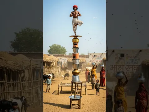 Art of balance 🙏🏿#india #desi #rajasthan #aiviralvideo #kling