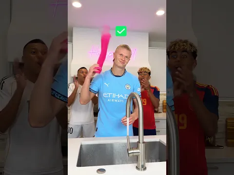 Mbappé & Yamal FAILED the Water Challenge… Haaland Did It Like a Boss 💦😎 #shorts #haaland #mbappe