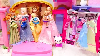 プリンセスお姫様 パジャマ ベットルーム朝食からの一日 エルサ アナ バービー人形 着せ替え ドレスに大変身 ✨ すぽすぽ てさぐりボックス