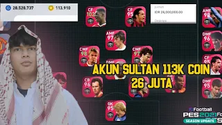 WOW ! REVIEW AKUN PES 2021 MOBILE SULTAN SEHARGA 26 JUTA 113 K COIN DAN PULUHAN ICONIC MOMENT !