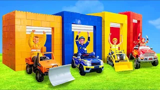 As crianças brincam com garagens