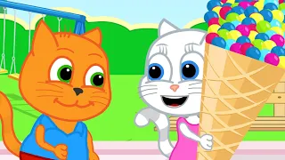 Família de Gatos - Sorvete de Presente Desenho Animado em Português Brasil