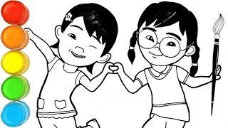 Menggambar dan Mewarnai Aiya Susanti dan Mei mei l Upin ipin terbaru 2023