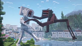 GREAT MOTHER MEGAPHONE Vs BIG SIREN HEAD NO MINECRAFT !! ( TREVOR HENDERSON )