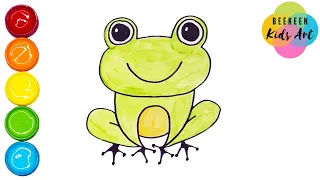 Simple Coloring And Drawing Frog For Kids, Drawing And Coloring For Baby
