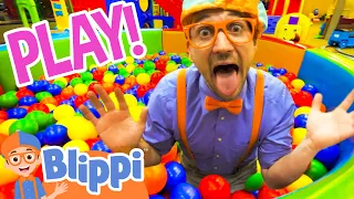 Blippi Learns and Plays at the INDOOR PLAYGROUND | Fun Toys & Colors | Educational Videos For Kids