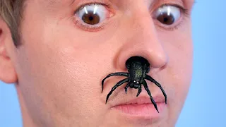 SURPRISE SPIDER CRAWLS UP NOSE!