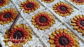 Crochet Sunburst Sunflower Granny Square Tutorial 🌻