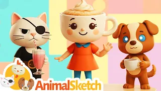 ★ CAPPY CUP’S CAFÉ Nursery Rhyme Song For Children ★ Fun Music For Kids w/ @AnimalSketch​
