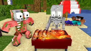 Minecraft Mob BBQ Cooking Challenge - Minecraft Animation