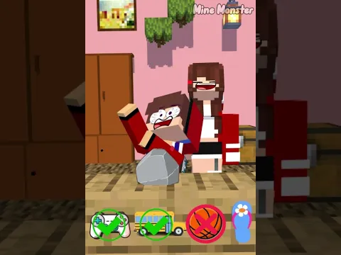 JJ & JJ Sister Game Pad Challenge 😂🎮 - MAIZEN Minecraft Animation #shorts