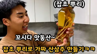 추석때 차례 지내고 남은 술로 산삼주인척 잡초뿌리 넣어서 맥이기ㅋㅋㅋ
