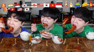 ASMR MUKBANG SAUSAGE KIELBASA CHEESE BULDAK SAUCE