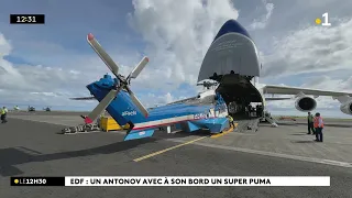 L’hélicoptère Super Puma d’EDF arrive à La Réunion à bord d’un Antonov 124