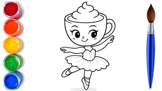 How to draw easy cute Ballerina Cappuccina | easy drawing step by step for kids 