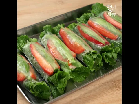 상추를 이렇게 먹으니 살도 안 찌고 맛은 두배로 맛있어요 #상추 #라이스페이퍼 #참치