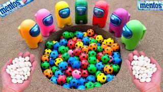 Different Toy footbal Experiment Cola Cola, Fanta, Mirinda, Pepsi, Sprite football and Mentos