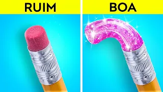 ARTESANATOS ESCOLARES BONS VS RUINS || Ideias Divertidas De Materiais Escolares! Por 123 GO! TRENDS