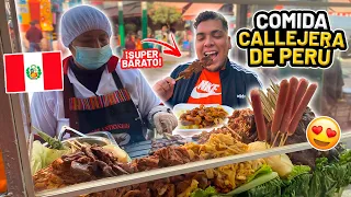 PROBANDO COMIDA CALLEJERA en PERÚ 🇵🇪 *Todo es súper barato* 💰😱