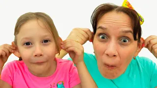 Alena copying Mom 24 hours Challenge for kids