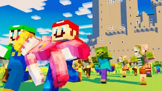 Monster School : Mario & Luigi SAVE Princess PEACH - Minecraft Animation