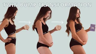 twin pregnancy bump transformation | 5 weeks to postpartum week by week belly growth