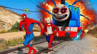 THOMAS.EXE VS HOMEM-ARANHA E ARLEQUINA no GTA 5