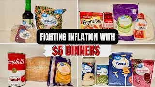 EASY $5 DINNERS ON A BUDGET | 5 INGREDIENT OR LESS MEALS | FIGHTING INFLATION ON GROCERIES WITH ME!