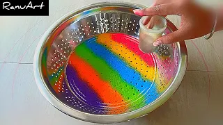 Multi-colored holi Rangoli/rangoli using fork for holi/holi rangoli design/easy rangoli for holi
