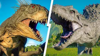 SCORPIOS REX vs INDOMINUS vs INDORAPTOR vs T-REX! - JURASSIC WORLD EVOLUTION 2