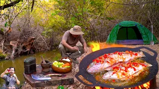 2Days Solo Camping Adventure And To Find Fish For Cooking In The Deep Jungle (Episode 24) #camping
