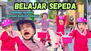 SHAQUEENA BELAJAR SEPEDA SAMPAI NABRAK PAGAR 😱⁉️ #viralvideo