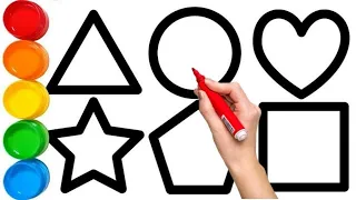 Coloring Shapes and Learn Shapes Names in English | Basic shapes Drawing, Painting For Toddlers