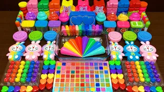 EyeShadow Color and Clay Piping Bags! Mixing Random Cute Into Slime! #1085