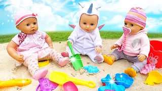 Детские мультики - Куклы Беби Бон на прогулке! - Игры Как Мама с Baby Born. Видео игры одевалки