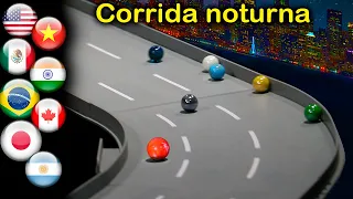 Carrera Nocturna de Canicas con bolas de bandera del país #1