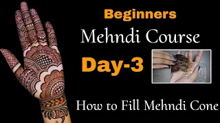 Beginners Mehndi Course Day-3 | How to fill mehndi cone