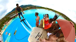 Cliff jumping vs Flyboard at Blue Tree Phuket, Thailand | Epic backflip from the huge tower