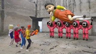 Neft Gun War : Scary Teacher 3D In Real Life VS Squid Game Doll In Real Life