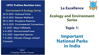Important National Parks of India| Ecology and Environment Series | UPSC Prelims 2021| La Excellence