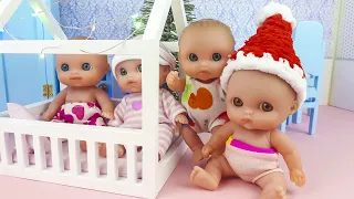 Mom Barbie and babies are getting ready for the New Year! Baby Dolls Morning Routine!