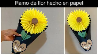 Ramo de flor amarilla hecho en papel | Flores amarillas para el 21 de septiembre | Ramo regalo fácil