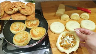 وداعا للكسل 💪 أسهل مسمن معمر بطريقة جديدة مورق ومقرمش بدون فرن ولا دلك / أسرع وجبة ! فطائر المقلاة