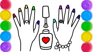 How to draw Nail Polish set tutorial for kids